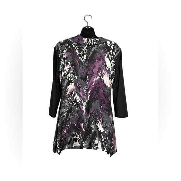 Frank Lyman Design, Chic Designer Tunic, Size 10, Black, White, Purple - Picture 8 of 10